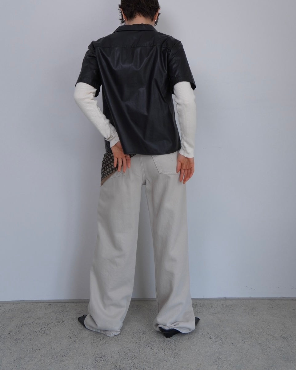 leather half sleeve shirt