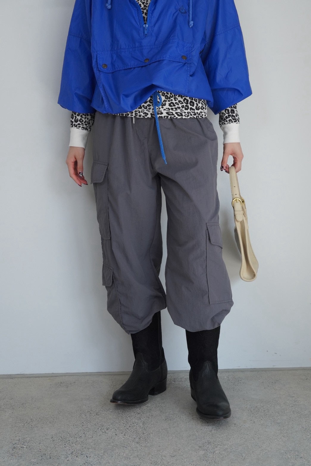 gray nylon pants