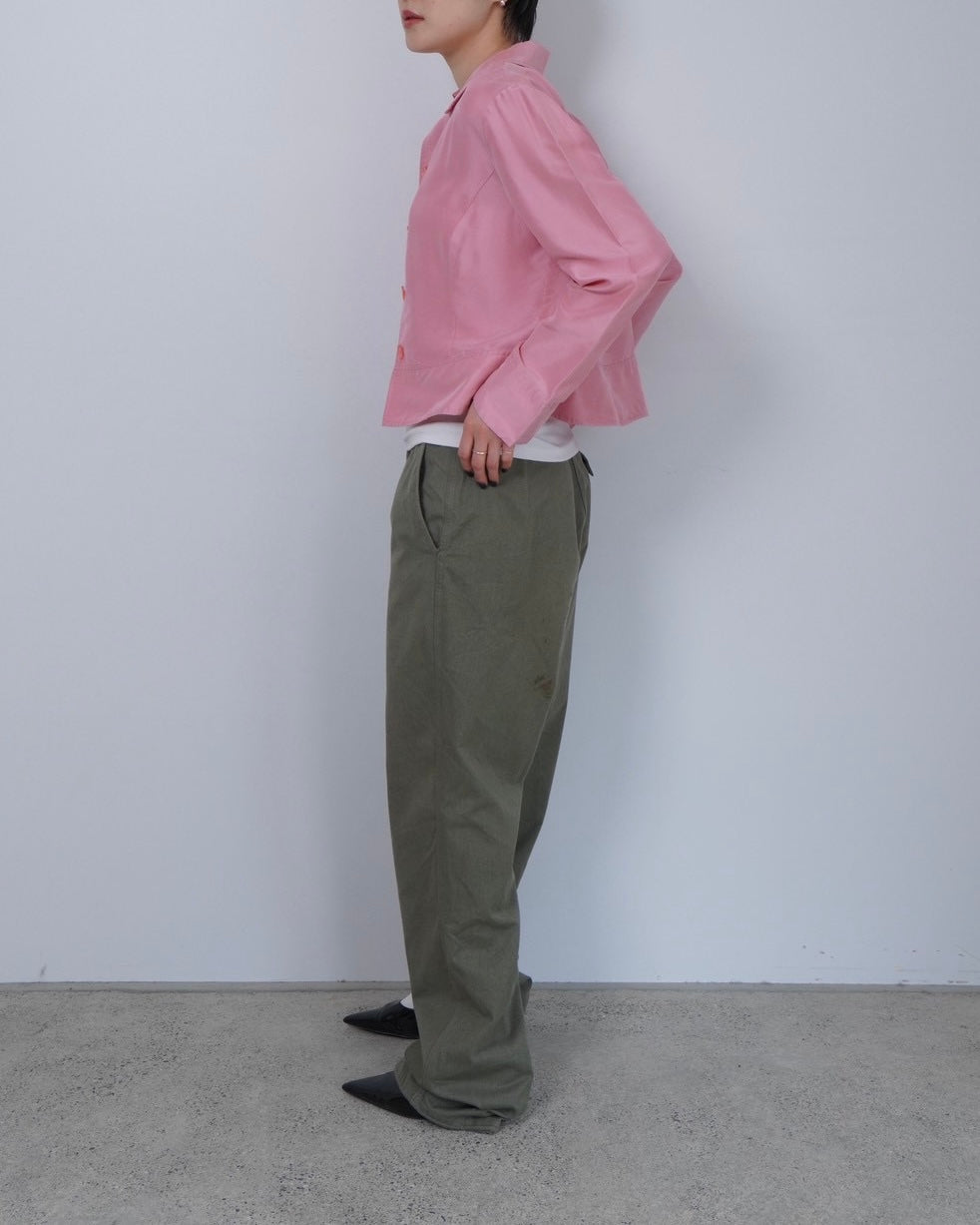 pink silk shirt