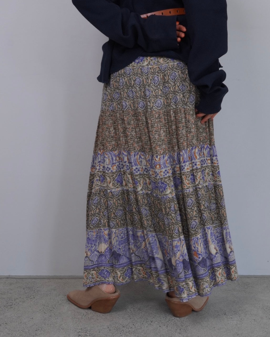 paisley tiered skirt