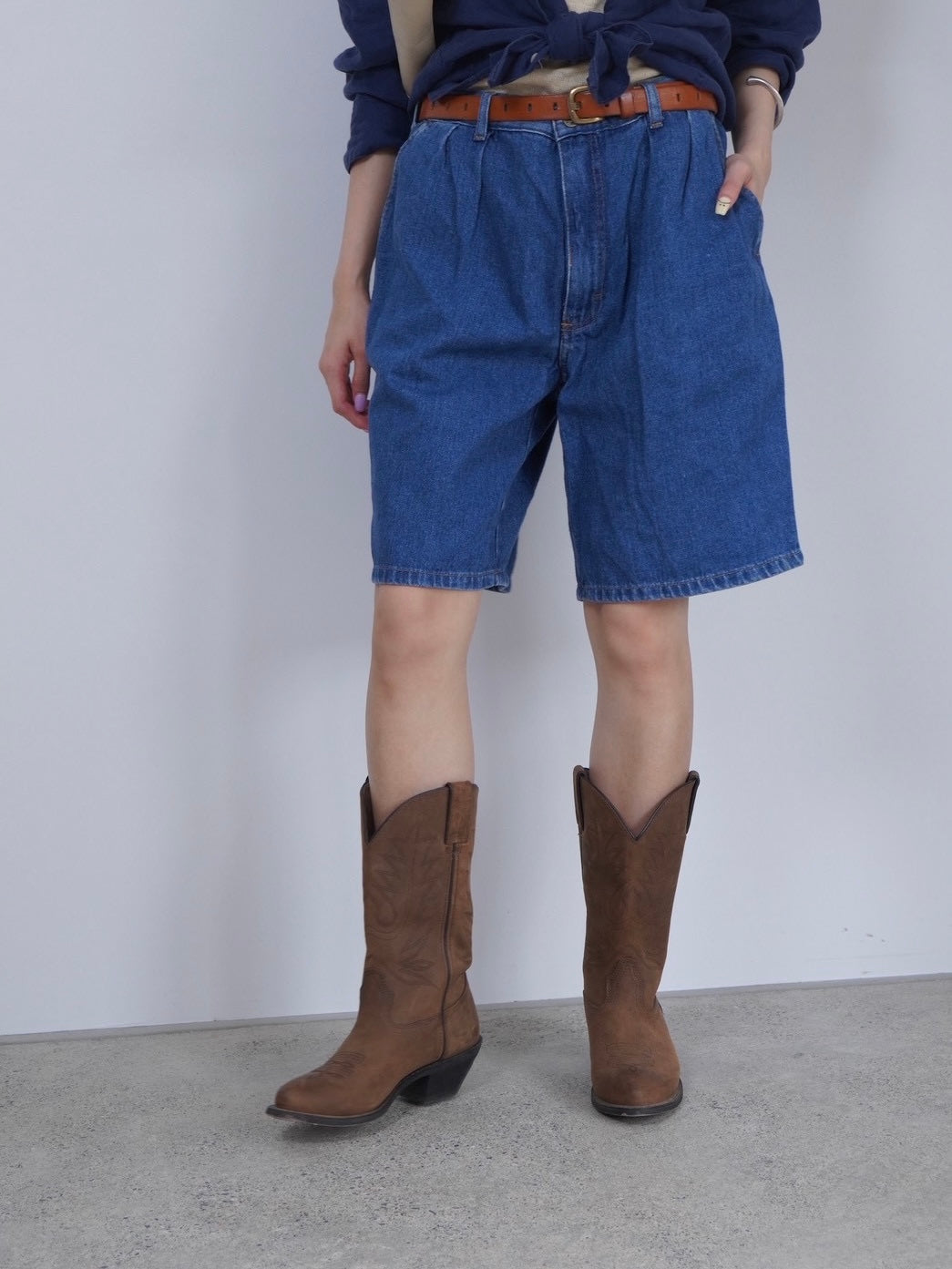 over denim half pants